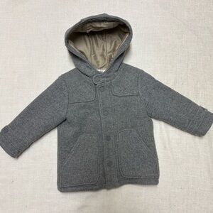 Zara Baby Boy Kids 3T 4T Wool Blend Grey Snap Pea Coat Winter Dress Fancy Pocket